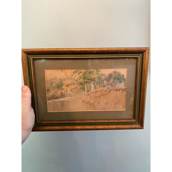 Vintage Paul Sawyier Kentucky Landscape Moody Dark Aged Print 9